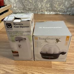 $15 FOR BOTH🔥🔥NEW ELECTRIC CAN OPENER WITH KNIFE SHARPENER AND ELECTRIC EGG COOKER.  UP TO 7 EGGS.  BOTH ONLY $15 🥚🥚🔥🔥🥫🥫 