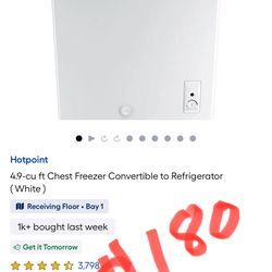 Hotpoint 4.9-cu ft Chest Freezer Convertible to Refrigerator (White)