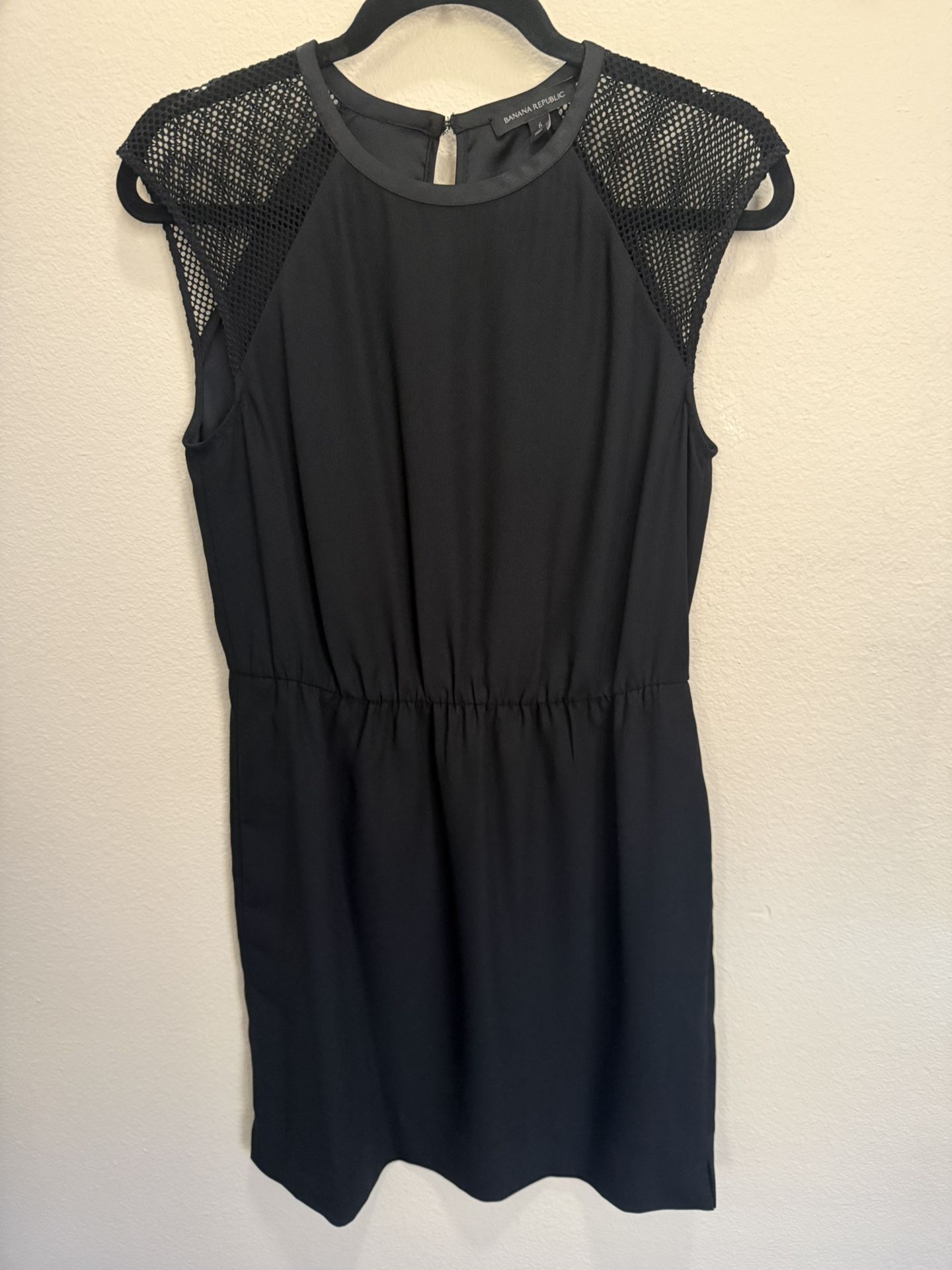 Banana Republic Black Dress With Mesh Shoulder Detail