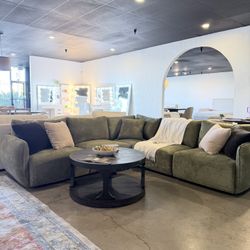 Luxury Modular Sectional — Deep Seat Olive Green Sofa