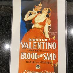 Vintage RODOLPH VALENTINO in BLOOD AND SAND 11x17” Cinema Poster in Vinyl Cover