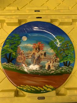 Aztec Warrior Plate Talavera Painting
