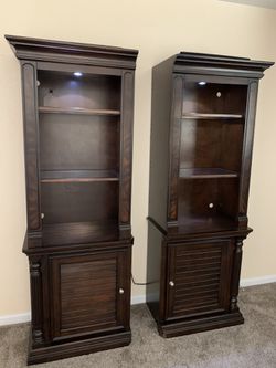 Two Dark Brown Cabinets