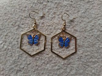 💙 Handmade blue butterfly earrings💙
