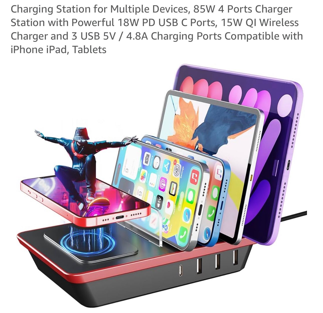 Charging Station For 5 Devices, New