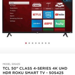 TCL 50” Class 4-Series 4K UHD HDR Roku Smart TV