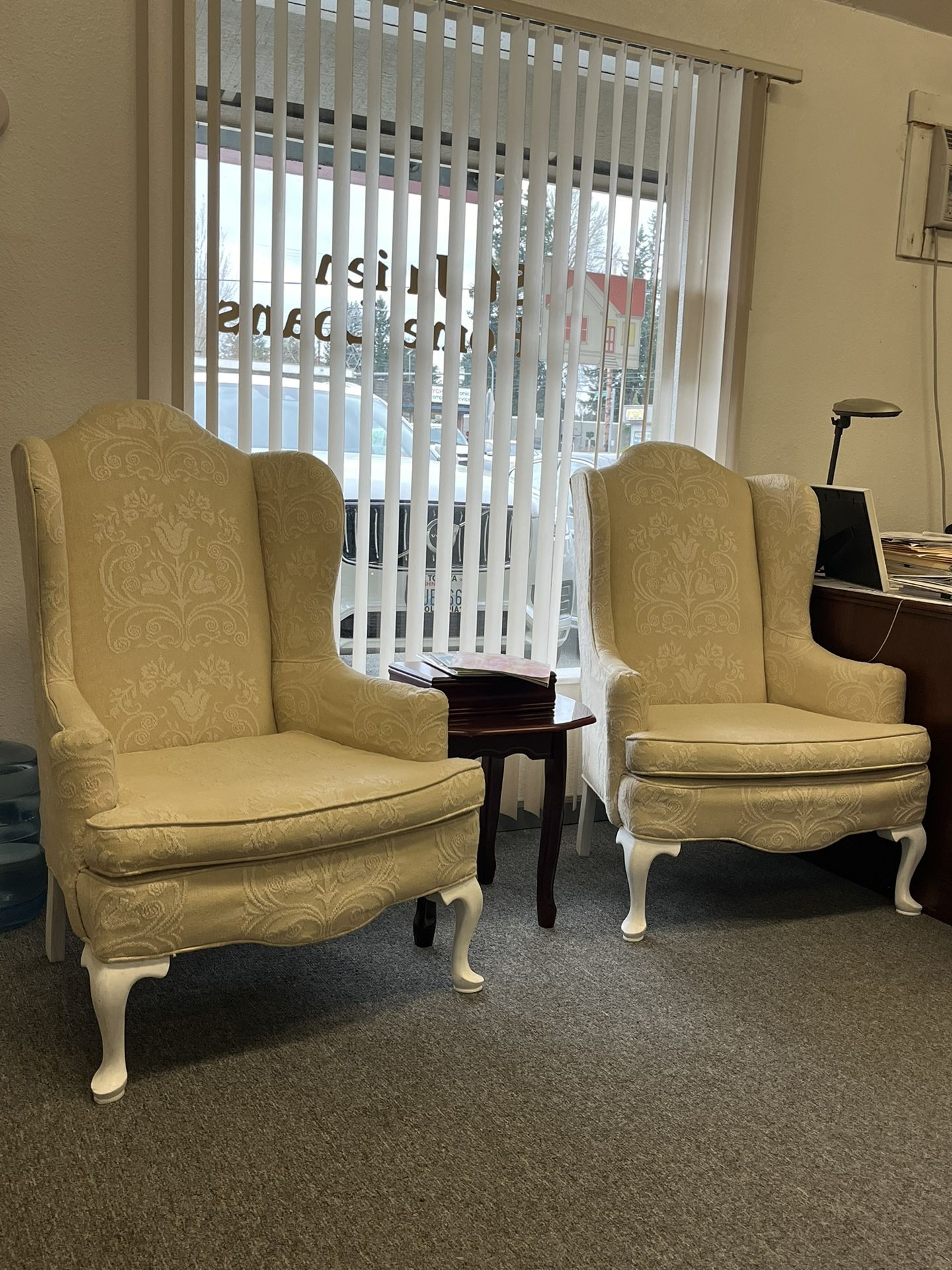 2 Beige Wingback Chairs Very Gently Used 