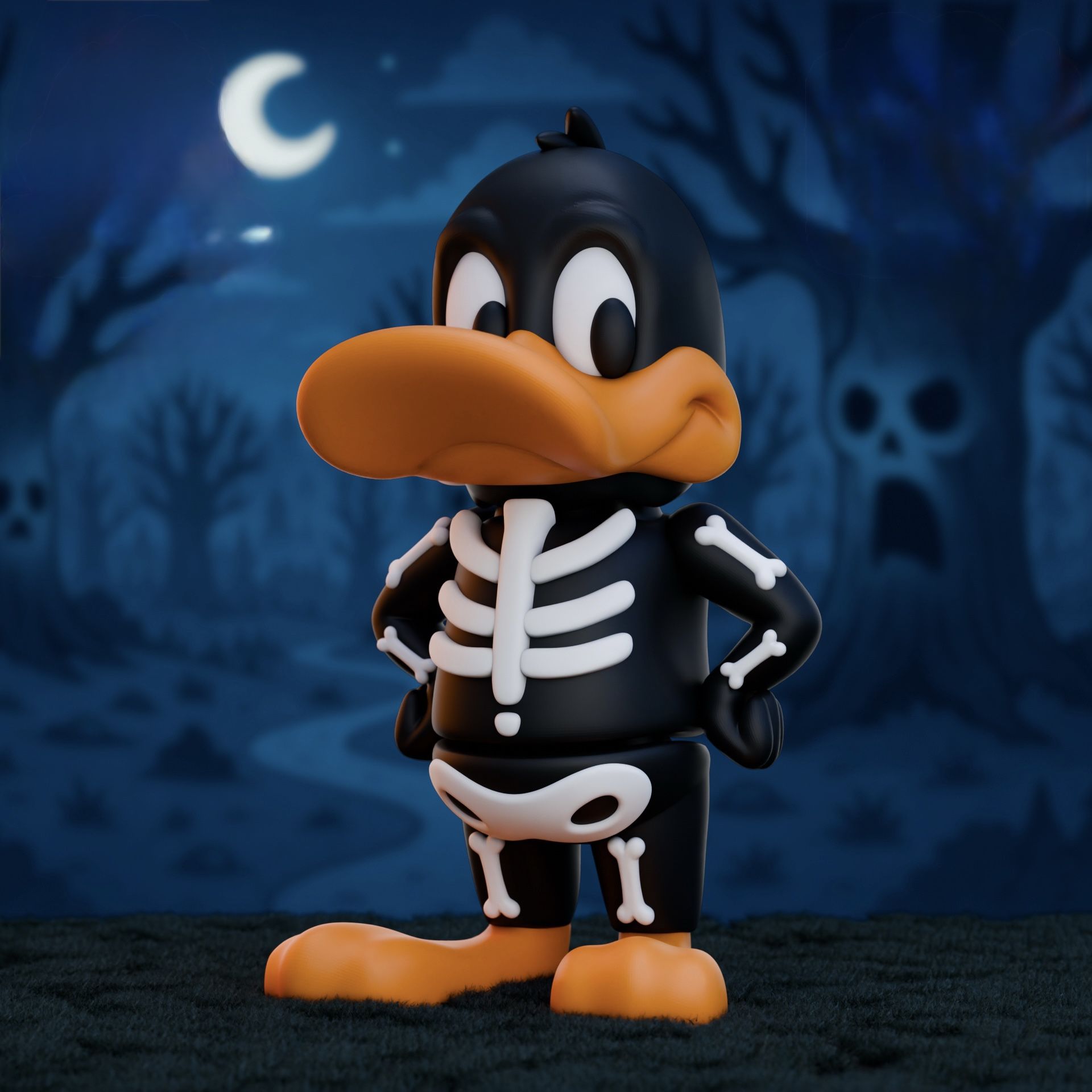 Flexi 3D Printed Daffy Duck Skeleton | Halloween Collectible
