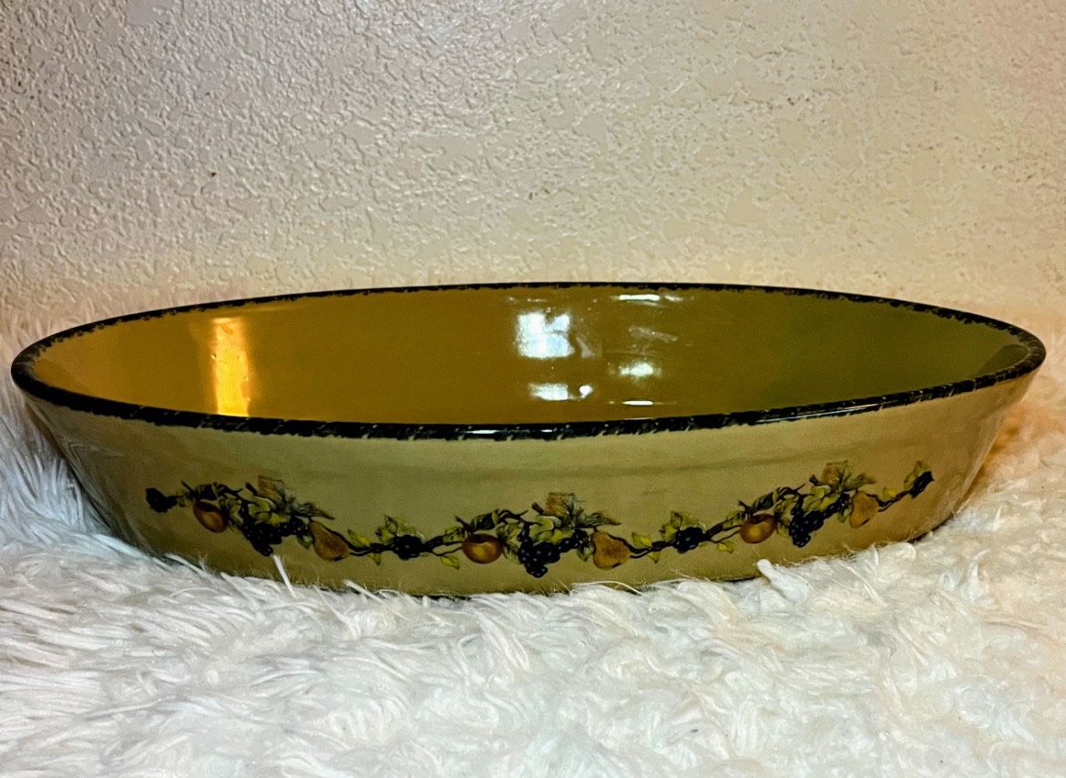 Home and Garden Party Stoneware Fruit Pattern Oval Baker 14 Inch