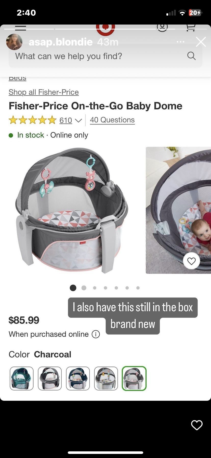 Fisher Price On The Go Baby Dome Brand New In Box