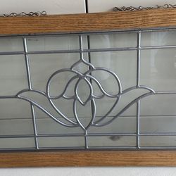 Antique Oak Framed Leaded Glass