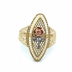 Woman’s Ladies 10k Tri Toned Rose White Yellow Gold Rose Ring Size 8.5 GP3135065