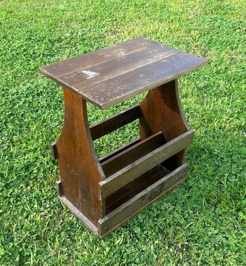 Vintage Wood Double Side Magazine Rack Storage Table Stand
