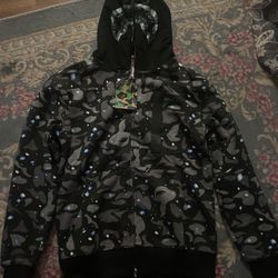 Glow In The Dark Black Bape Shark Hoodie
