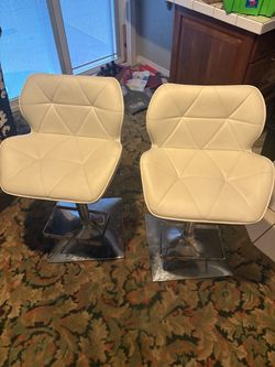 White Adjustable Bar Stools – Set of 2 – $40