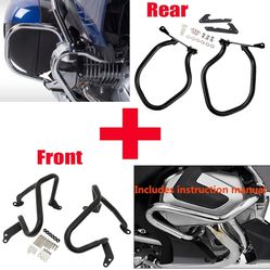Worldmotop Engine Guard Highway Crash Bar Protector Compatible with BMW R1250RT R1250 RT 2018-2022 Saddlebags Guard(Front and Rear)