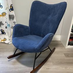 Channel Velvet High Back Arms Rocking Accent Chair