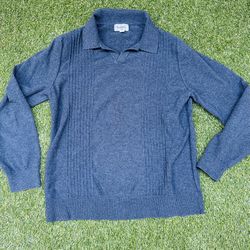 Goodfellow & Co men's Gray Long-sleeve Knit Polo Sweater Size Medium
