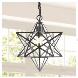 Stella 1-Ligth Oil Rubbed Bronze Moravian Star Metal/Glass LED Pendant Light Fixture 