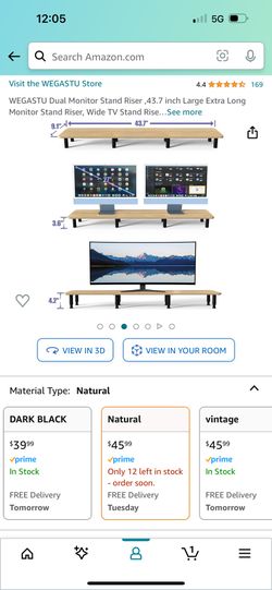 Dual Monitor Stand Riser ,43.7 inch Long