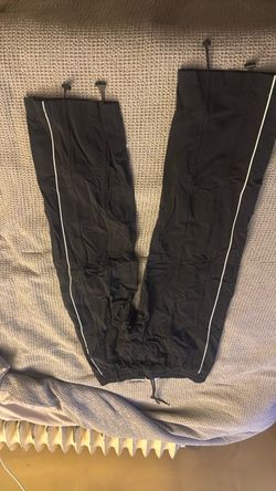 Black Track Pants with White Side Stripe