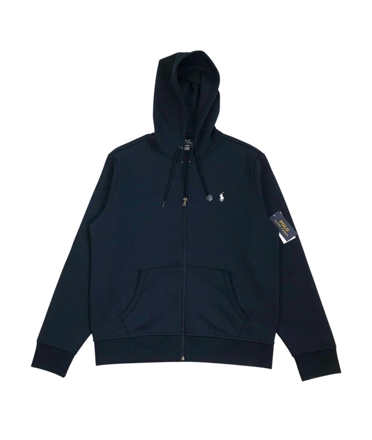 POLO RALPH LAUREN DOUBLE KNIT HOODIE LARGE L MENS BLUE JACKET SWEATSHIRT $138 BN