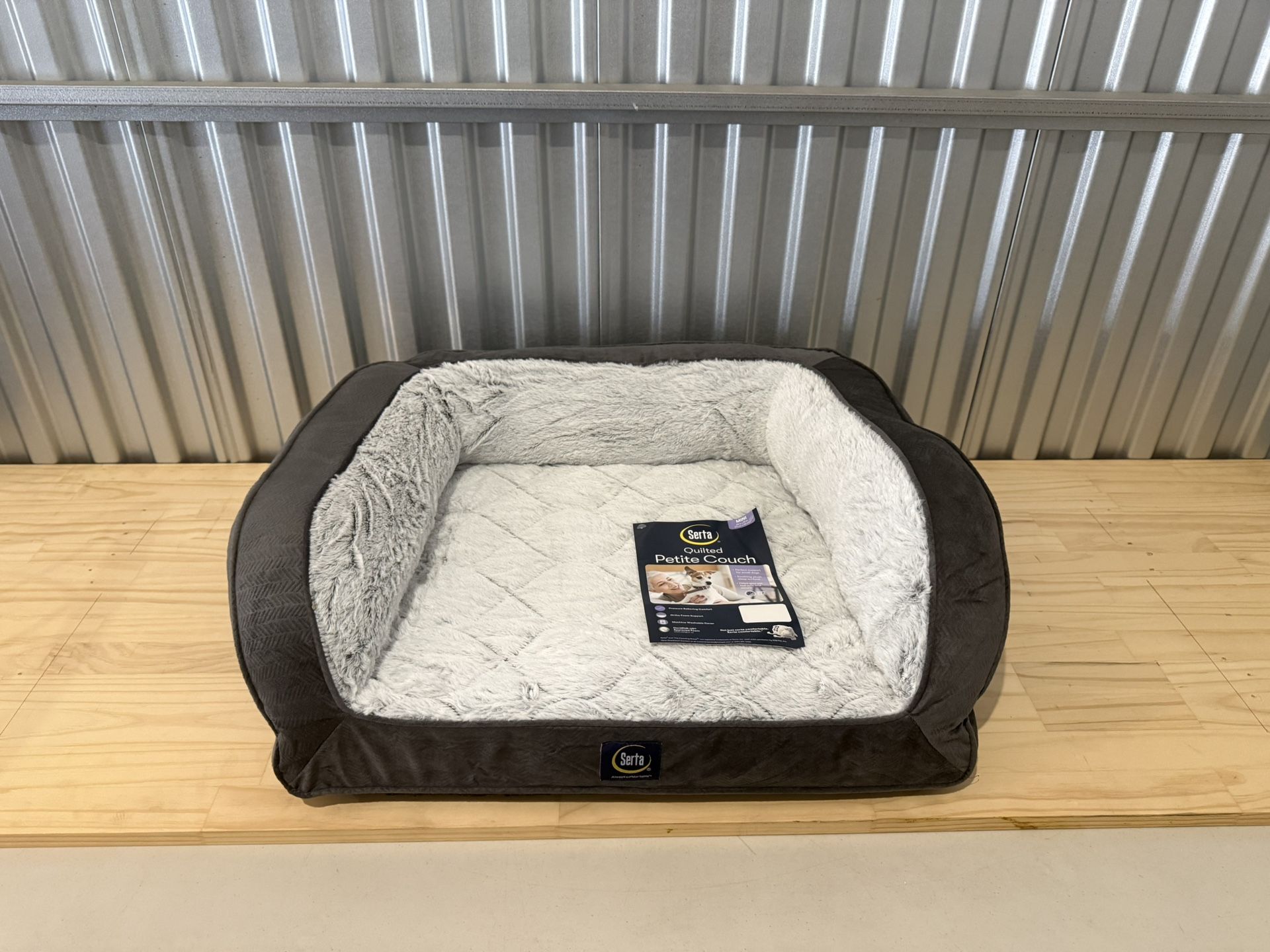 Serta Orthopedic Quilted Couch Dog Bed for Pets – Slate Gray