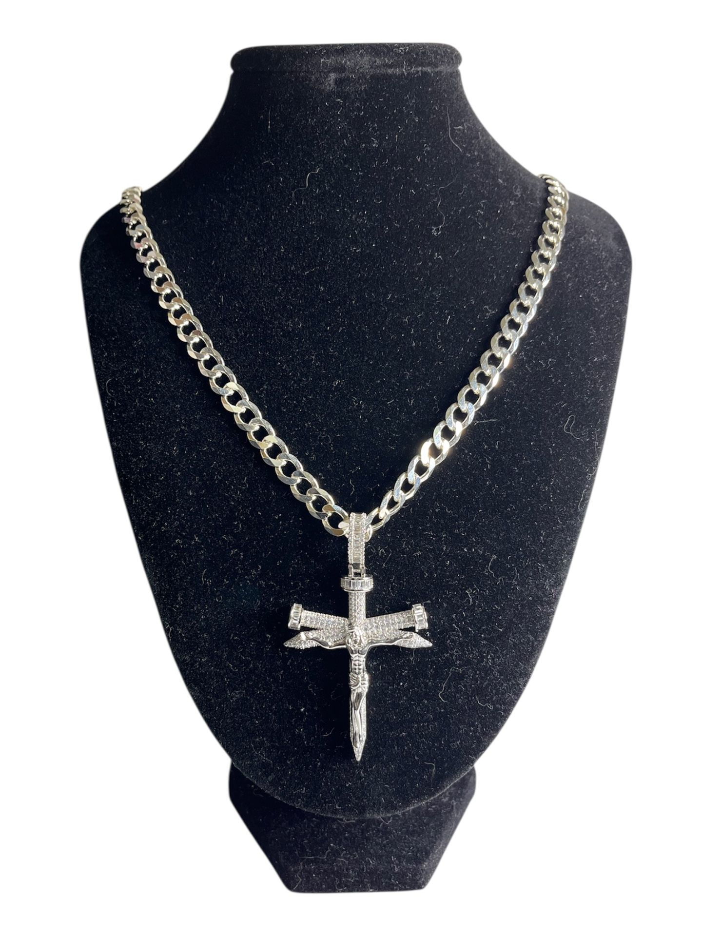Genuine SS925 AAA CZ Jesus Cross Pendant Necklace