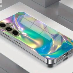 Silver With Colorful Print Phone Case Galaxy S24+