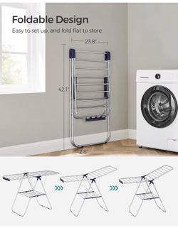 SONGMICS Clothes Drying Rack, with Sock Clips, Metal Laundry Rack