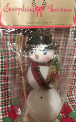 Vintage Flocked Snowman NIP