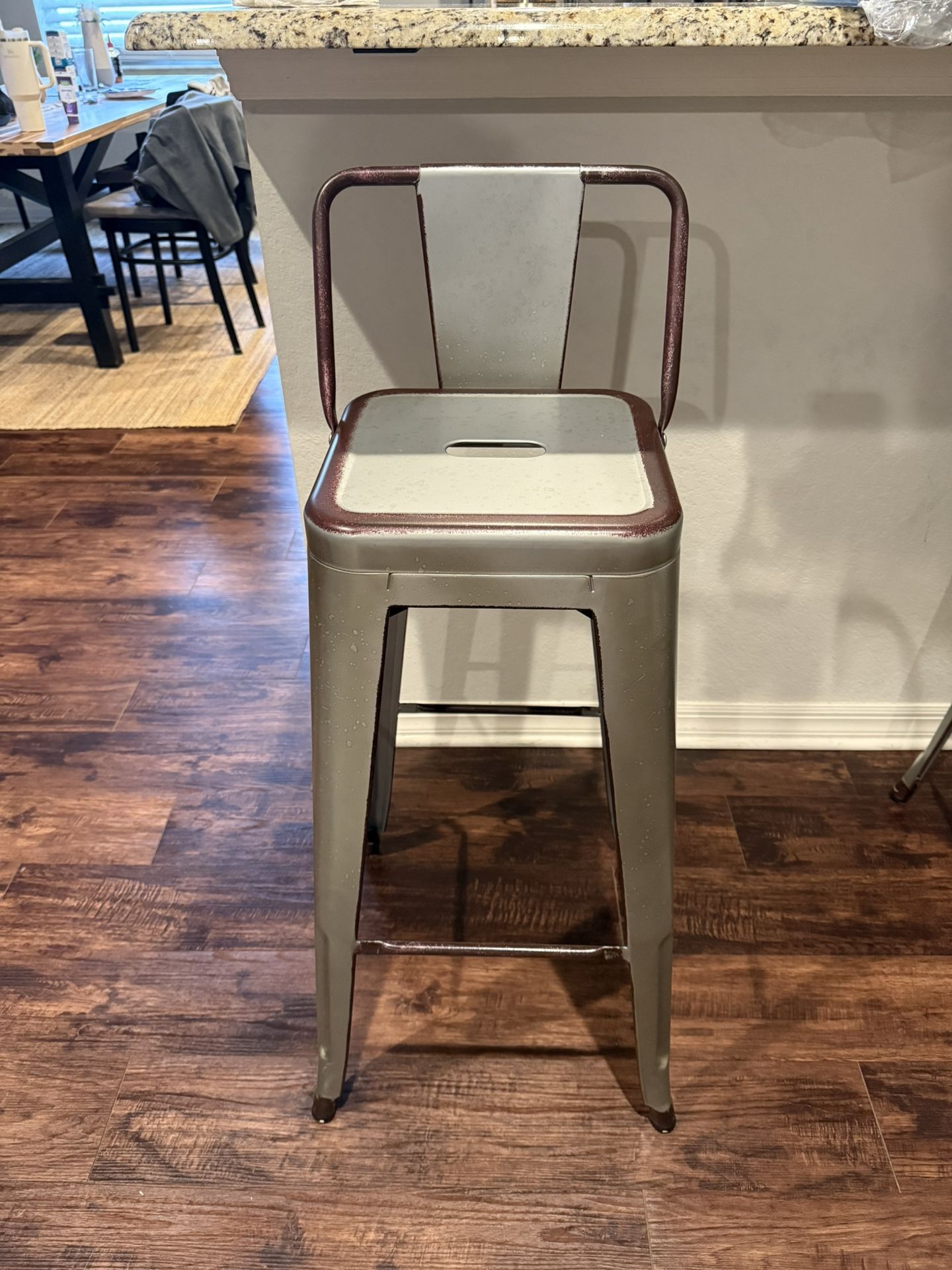 Set of 3 Industrial Metal Bar Stools