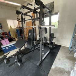Vesta Fitness Smith Machine 2001 w/Bench Attachment | 230lb Bumpers Weights | 7ft Olympic Bar | Fitness | Gym Equipment | FREE DELIVERY 🚚 