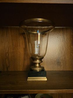 Brass and Glass Hurricane Candle Holder
