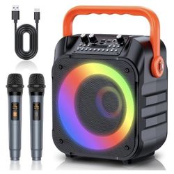 Karaoke Machine with 2 Wireless Microphones,Portable Karaoke Machine for Adults & Kids,Karaoke Microphone with PA System,Karaoke Speaker Supports for