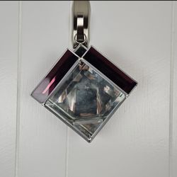 Vintage Geometric Shape Maroon & Mirrored Hanging Stained Glass Light Catcher
