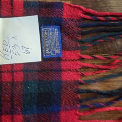 Penthouse Red Plaid with Fringe 100%wool