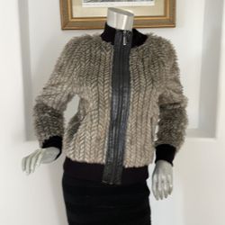 Vertigo Brown Faux Fur Bomber Jacket Size M
