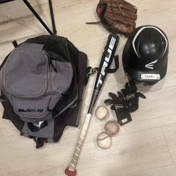 Baseball Bag DeMarini With true Bat, Helmet & Rawlings Glove 