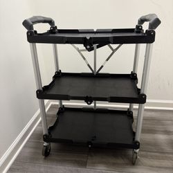 Olympia Tools Pack-N-Roll Folding Collapsible Service Cart, 150LB Capacity, Black