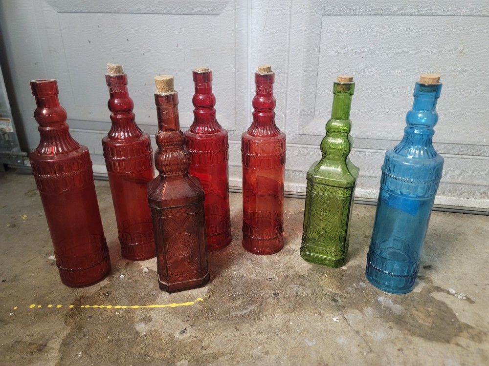 Multi Colored Glass Vintage Bottles