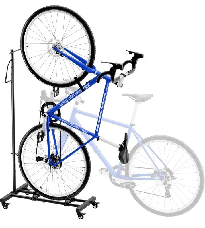 Vertical Bike Parking Stand - Adjustable Height for 29"Wheels, Space-Saving & Freestanding Bike Rack for MTB/Road Bikes,No-Drill