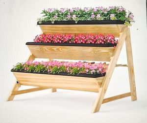 Costway 3-Tier Wooden Raised Garden Planter Stand