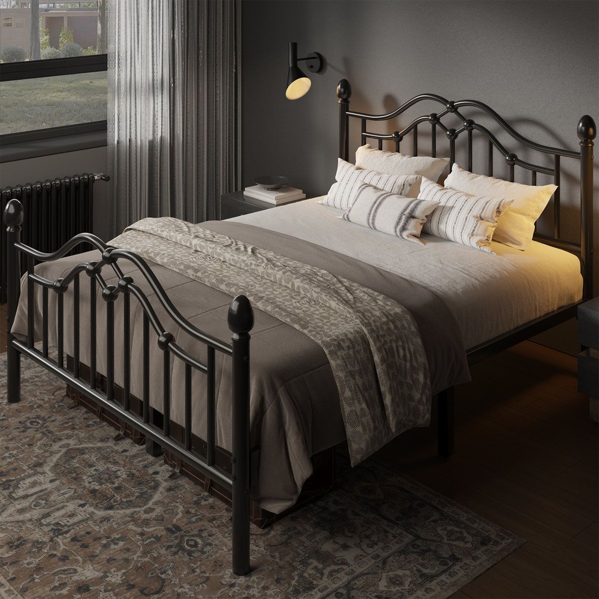 Queen Exquisite Metal Platform Bed with Sturdy and Stable Structure, Spacious Storage, Easy Assembly, Black