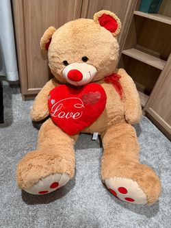 Large Plush Teddy Bear with Love Heart