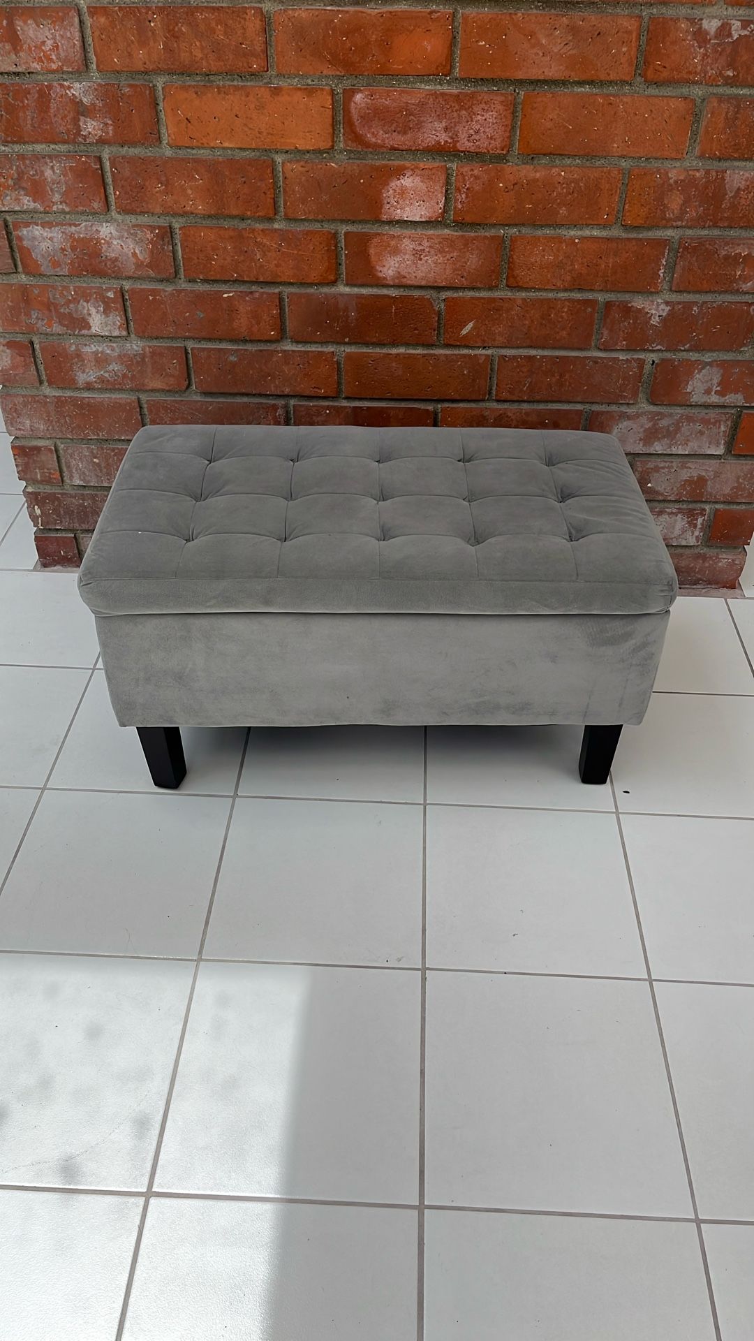 Small Gray Storage Ottoman – 18” x 32”