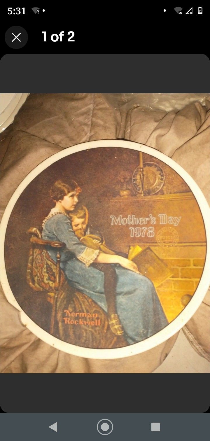 Vintage Norman Rockwell 1978 Mother's Day "Bedtime"  Decorative Plate 