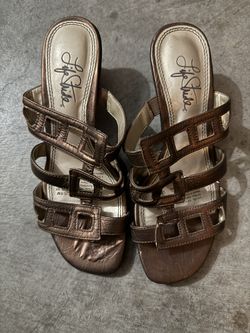 $5 Metallic Brown Sandal Heels (women's size 6) 