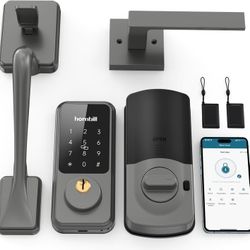 Hornbill Smart Front Door Set, Electronic Keypad Deadbolt, Digital via Bluetooth APP/Keyfob/Auto Lock-Grey