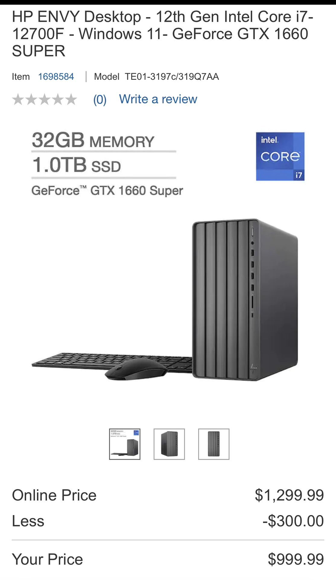 HP ENVY Desktop TE01-3197C